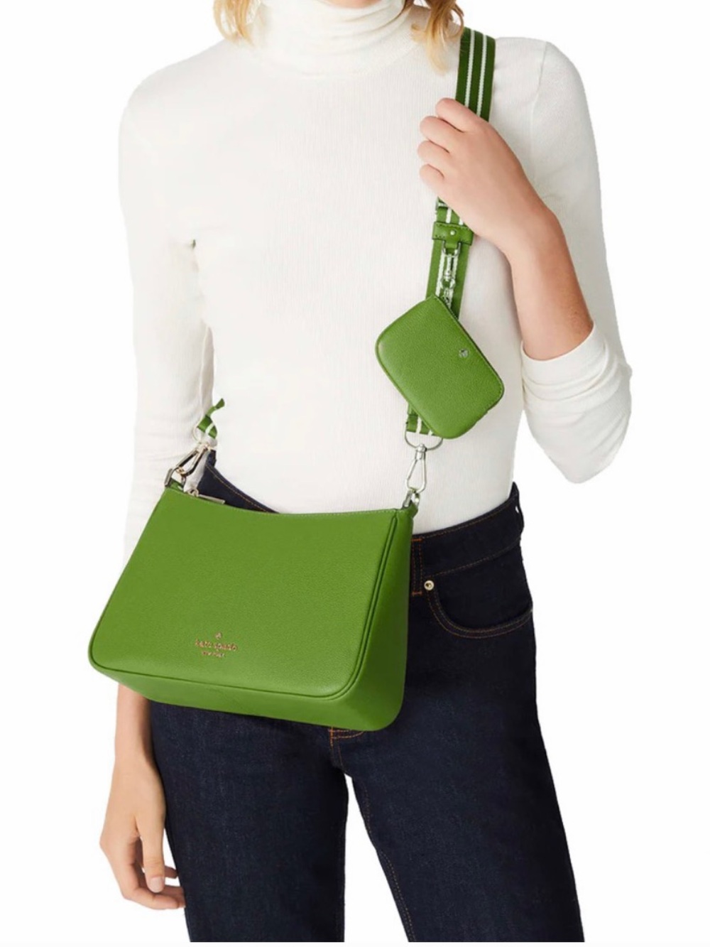 Kate Spade Rosie Shoulder Bag in Turtle Green with Crossbody Strap - Picture 2 of 14